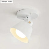 Rotatable Semi Flush Ceiling Light With Stylish Metallic Conical Shade - Black/White