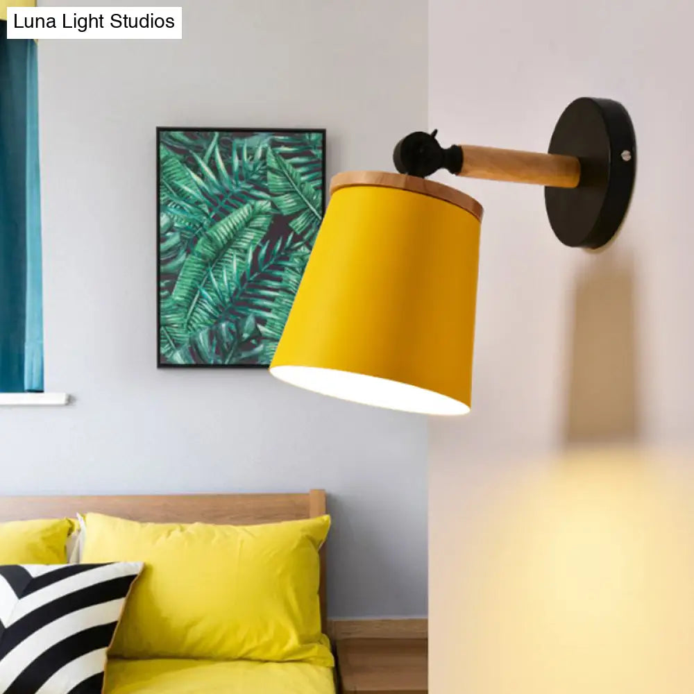 Rotatable Single Light Trapezoid Wall Sconce Stylish Macaron Loft Metal Lamp For Bedside