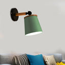 Rotatable Single Light Trapezoid Wall Sconce Stylish Macaron Loft Metal Lamp For Bedside Green