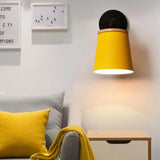 Rotatable Single Light Trapezoid Wall Sconce Stylish Macaron Loft Metal Lamp For Bedside Yellow
