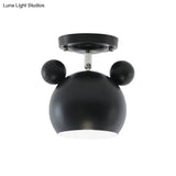 Rotating Bear Head Ceiling Lamp - Stylish Macaron Loft Metal Light For Balconies