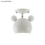 Rotating Bear Head Ceiling Lamp - Stylish Macaron Loft Metal Light For Balconies