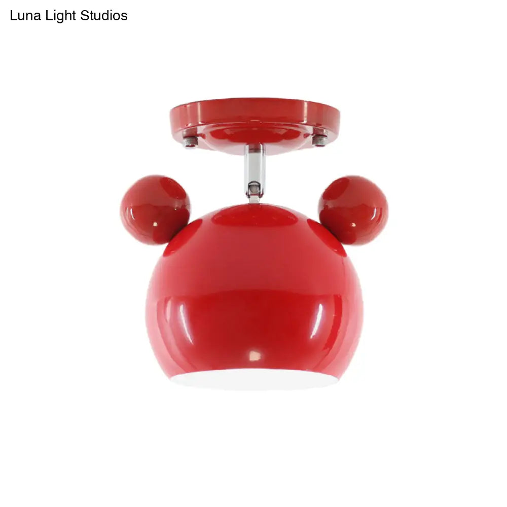 Rotating Bear Head Ceiling Lamp - Stylish Macaron Loft Metal Light For Balconies