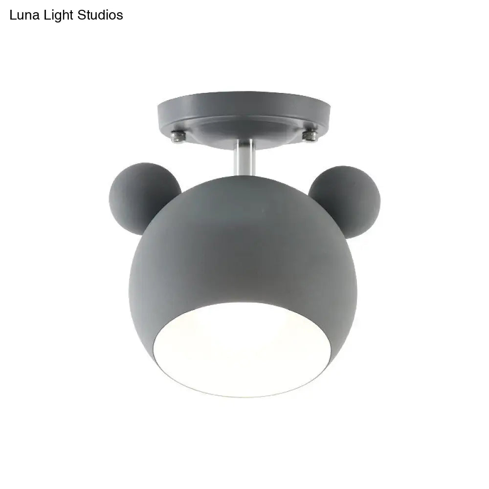 Rotating Bear Head Ceiling Lamp - Stylish Macaron Loft Metal Light For Balconies