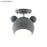 Rotating Bear Head Ceiling Lamp - Stylish Macaron Loft Metal Light For Balconies