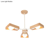 Rotating Trapezoid Wood Chandelier With Multiple Pendants - Modern Dining Room Lighting