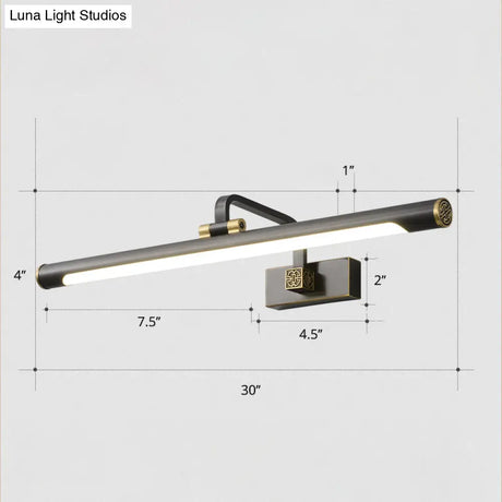 Rotating Tube Wall Vanity Light - Traditional Metal Led Bathroom Lighting Fixture