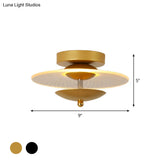 Round Acrylic Semi Flush Led Ceiling Light In Black/Gold Finish - Contemporary Warm/White Lighting