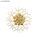 Round Aluminum Wall Lamp With Modern 3-Light Design In Dark Coffee/Gold Leaf Finish