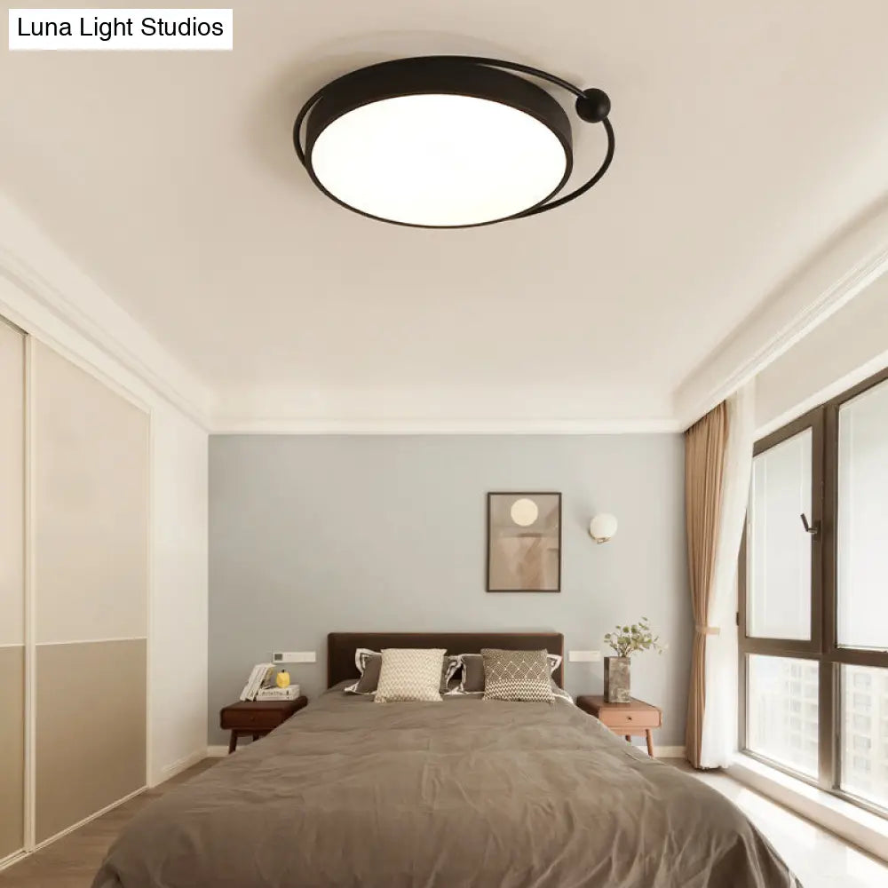 Round Black Led Flush Mount Ceiling Light In Warm/White - 18’ Or 21.5’ Diameter