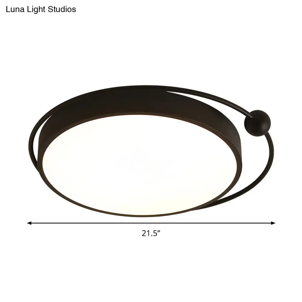 Round Black Led Flush Mount Ceiling Light In Warm/White - 18’ Or 21.5’ Diameter