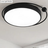 Round Black Led Flush Mount Ceiling Light In Warm/White - 18’ Or 21.5’ Diameter