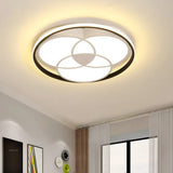 Round Black & White Led Ceiling Light With Warm/White Acrylic Fixture Black-White /
