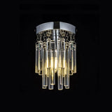Round Chrome Crystal Bar Flush Mount Ceiling Light - Bare Bulb Flushmount Clear / 6’