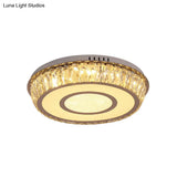 Round Crystal Block Led Ceiling Mount Light In Chrome – Enhancing Simplicity For Living Room