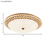 Round Crystal Flush Mount Lamp With Peacock Design - Warm/White Light