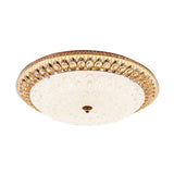 Round Crystal Flush Mount Lamp With Peacock Design - Warm/White Light