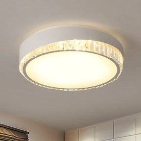 Round Crystal Led Flush Mount Ceiling Light For Bedroom - 16.5’/20.5’ White With Adjustable