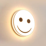 Round Flush Ceiling Light With Smile Emoji Led Flushmount Lamp And Acrylic Shade White / B