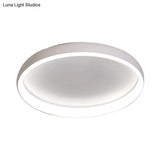 Round Flush Mount Ceiling Light - Black/White/Brown With Simplicity Led Metal Design & White/Warm
