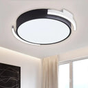 Round Flush Mount Modern Metallic Led Lighting - 19.5’/25.5’ Diameter Black/White Warm/White