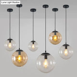 Round Industrial Style Glass Hanging Ceiling Light For Restaurants - 1 Fixture