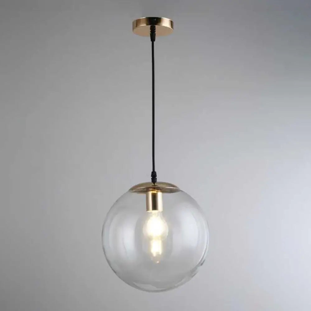 Round Industrial Style Glass Hanging Ceiling Light For Restaurants - 1 Fixture Gold / 6