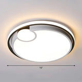 Round Led Ceiling Mounted Light: Modern Nordic Metal Bedroom Flush Fixture In Black - White /