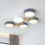 Round Led Flush Mount Metallic Ceiling Light In Gray - Green - Minimalist Modern Design 5 / White