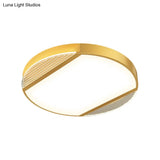 Round Led Gold Flush Mount Ceiling Lamp - Simplicity Metallic Design In Warm/White Light