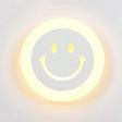Round Led Smiley Wall Sconce Kit - Thin & Acrylic Warm/White Light For Bedroom White /