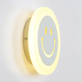 Round Led Smiley Wall Sconce Kit - Thin & Acrylic Warm/White Light For Bedroom