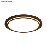 Round Led Wood Bedroom Ceiling Light In Brown