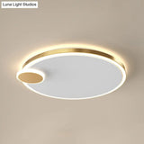 Round Metal Flush Lamp With Led In Black/Gold Finish | Warm/White Light 16’/19.5’ Diameter