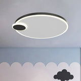 Round Metal Flush Lamp With Led In Black/Gold Finish | Warm/White Light 16/19.5 Diameter