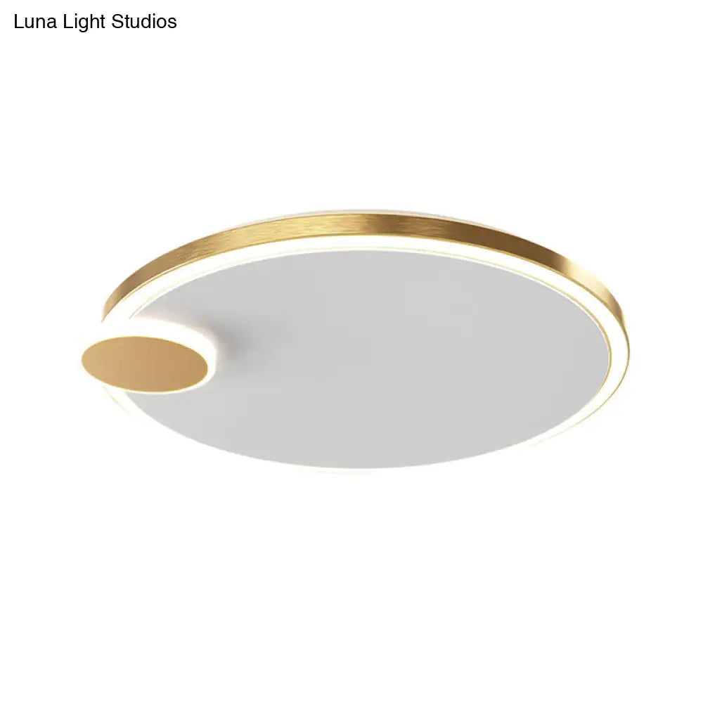 Round Metal Flush Lamp With Led In Black/Gold Finish | Warm/White Light 16’/19.5’ Diameter