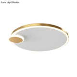 Round Metal Flush Lamp With Led In Black/Gold Finish | Warm/White Light 16’/19.5’ Diameter