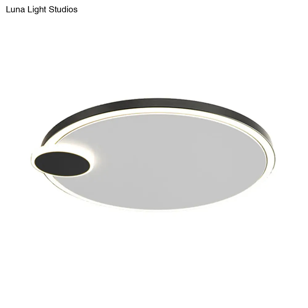 Round Metal Flush Lamp With Led In Black/Gold Finish | Warm/White Light 16’/19.5’ Diameter
