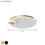 Round Metal Flush Lamp With Led In Black/Gold Finish | Warm/White Light 16’/19.5’ Diameter
