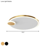 Round Metal Flush Lamp With Led In Black/Gold Finish | Warm/White Light 16’/19.5’ Diameter