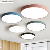 Round Nordic Metal Ceiling Lamp With Led Flush Mount Light For Bedrooms