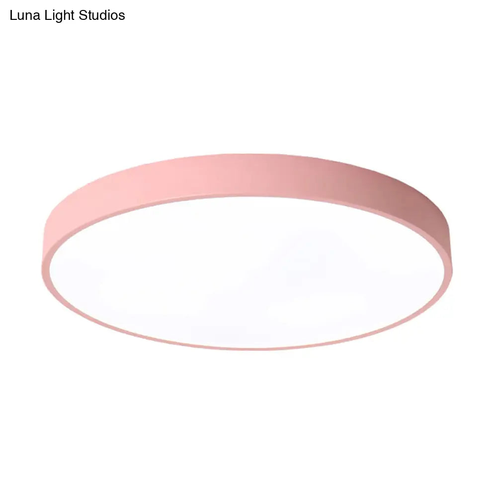 Round Nordic Metal Ceiling Lamp With Led Flush Mount Light For Bedrooms