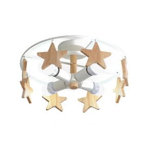 Round Semi - Flush Ceiling Light Macaroon 3 - Bulb Grey/White/Green - Wooden Horse Design White
