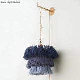 Round Tassel Wall Mount Pendant Light With Retro Style For Single Bedroom