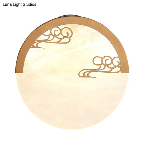 Round Wall Mounted Sconce For Dining Room - Traditional White Acrylic With 1 Light (8/9 H)