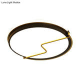 Rounded Bedroom Flush Ceiling Light Acrylic Led Mount Lamp In Black - 16’/19.5’ W