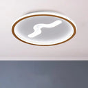 Rounded Flush Mount Led Bedroom Ceiling Light In Black/Gold With Warm/White Gold / White