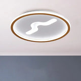 Rounded Flush Mount Led Bedroom Ceiling Light In Black/Gold With Warm/White Gold / White