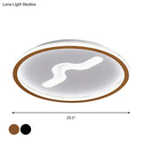 Rounded Flush Mount Led Bedroom Ceiling Light In Black/Gold With Warm/White