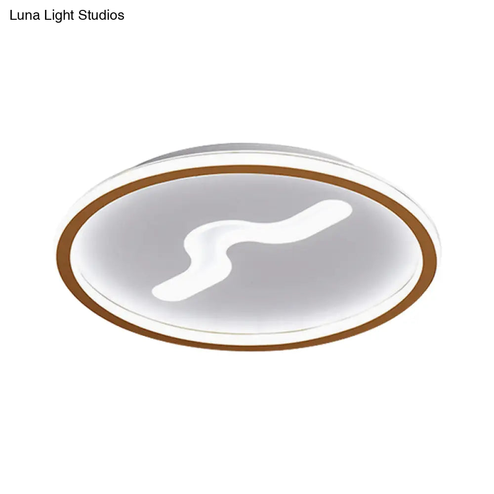 Rounded Flush Mount Led Bedroom Ceiling Light In Black/Gold With Warm/White